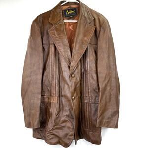 Adler Leather Mfg. Men's Vintage Brown Leather Jacket Size 48L